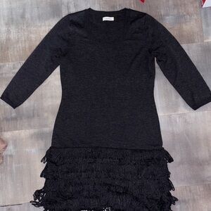 Calvin Klein Black Mini Dress with Fringe
